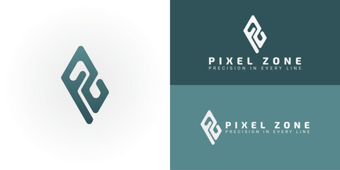 Logo design for a modern software company that combines the letters PZ into a sleek abstract emblem. This design is ideal for tech, fintech, or design firms looking for a precise and innovative brand.