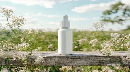 Natural Serum Bottle in Field