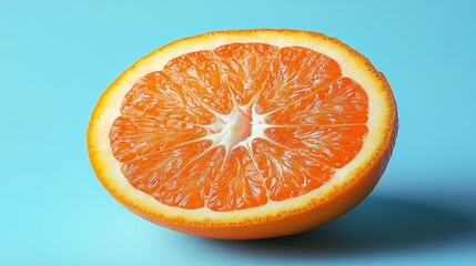 Juicy Orange Slice on Blue Background