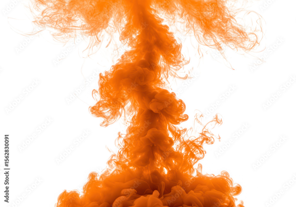 Aufkleber vibrant orange ink swirling in water isolated on transparent background, creating a dynamic and colo
