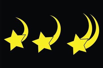 set of falling star element. Silhouette vector of a falling star, ideal for celestial, night sky, and dream-themed design projects. 