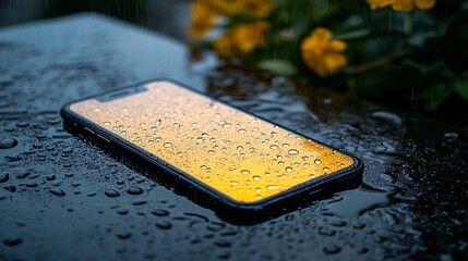 Rain Drops on Phone Screen