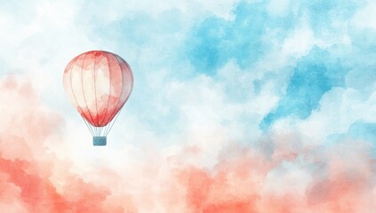 Obraz premium Watercolor hot air balloon in a vibrant sky