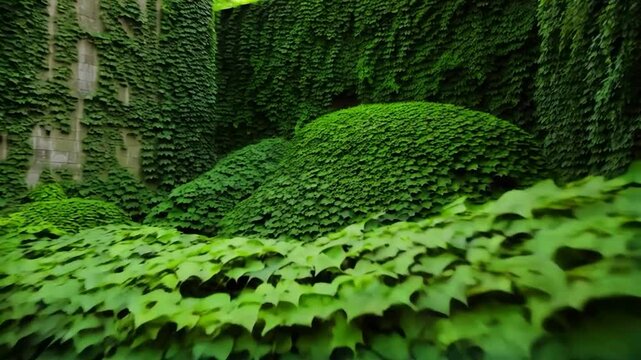 Green overgrown stone walls