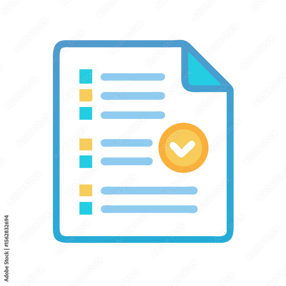 Poster completed checklist icon representing task completion and approval