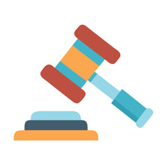 Gavel and sound block in flat vector style