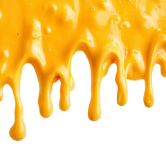 Melted cheese border yellow color on transparent background