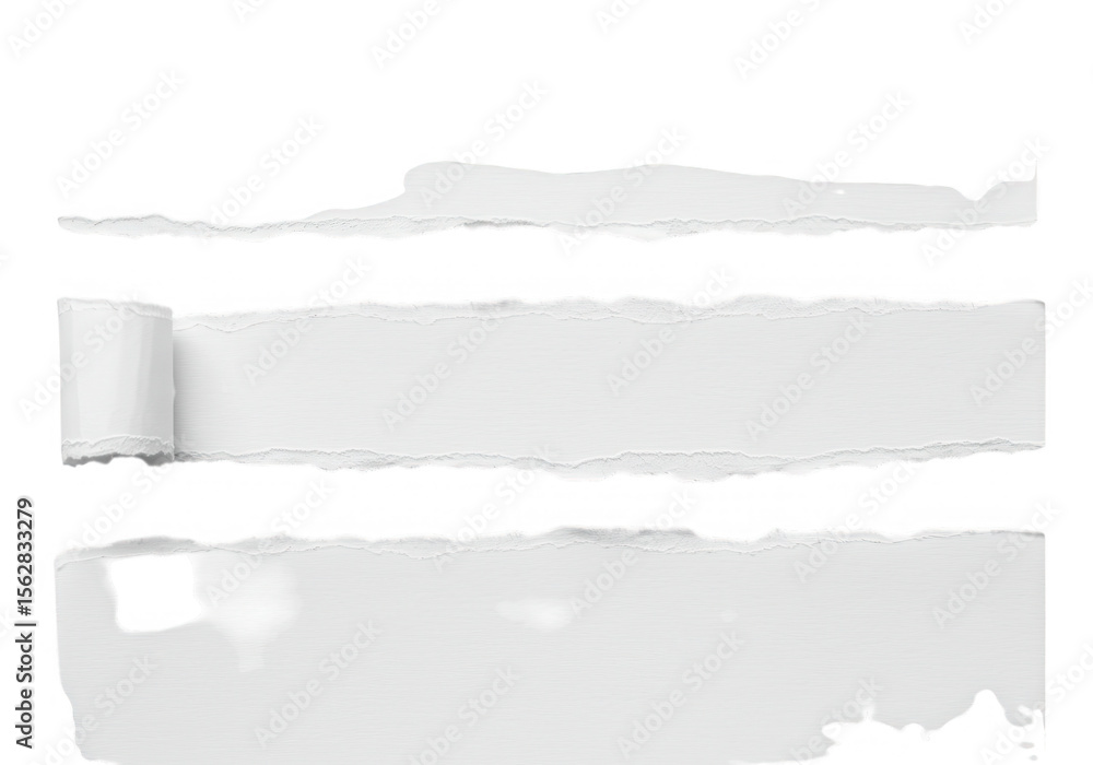 Poster torn paper edges isolated on transparent background create a textured and fragmented design element