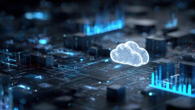 Futuristic cloud computing concept