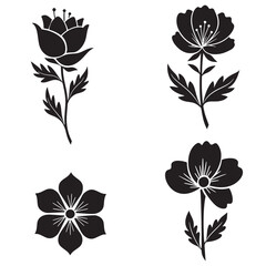Obraz premium Elegant flower silhouettes set for design and decorative ornament purposes