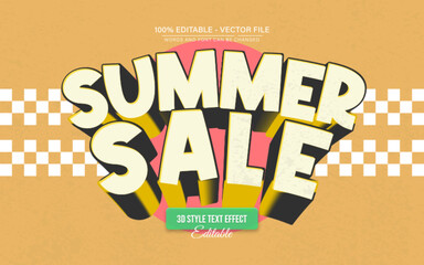 Fototapeta premium Summer Sale Retro Vintage 3D Text Effect Editable