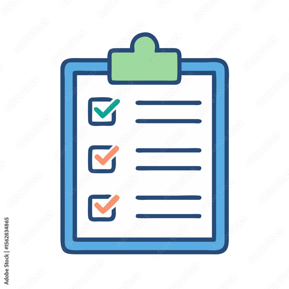 Poster simple clipboard vector illustration with checkmarks and lines