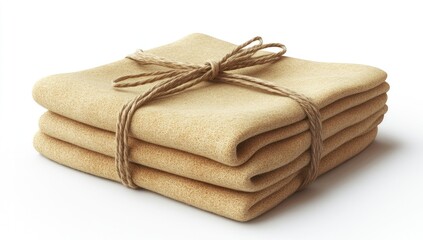 Stacked beige cloths tied with twine