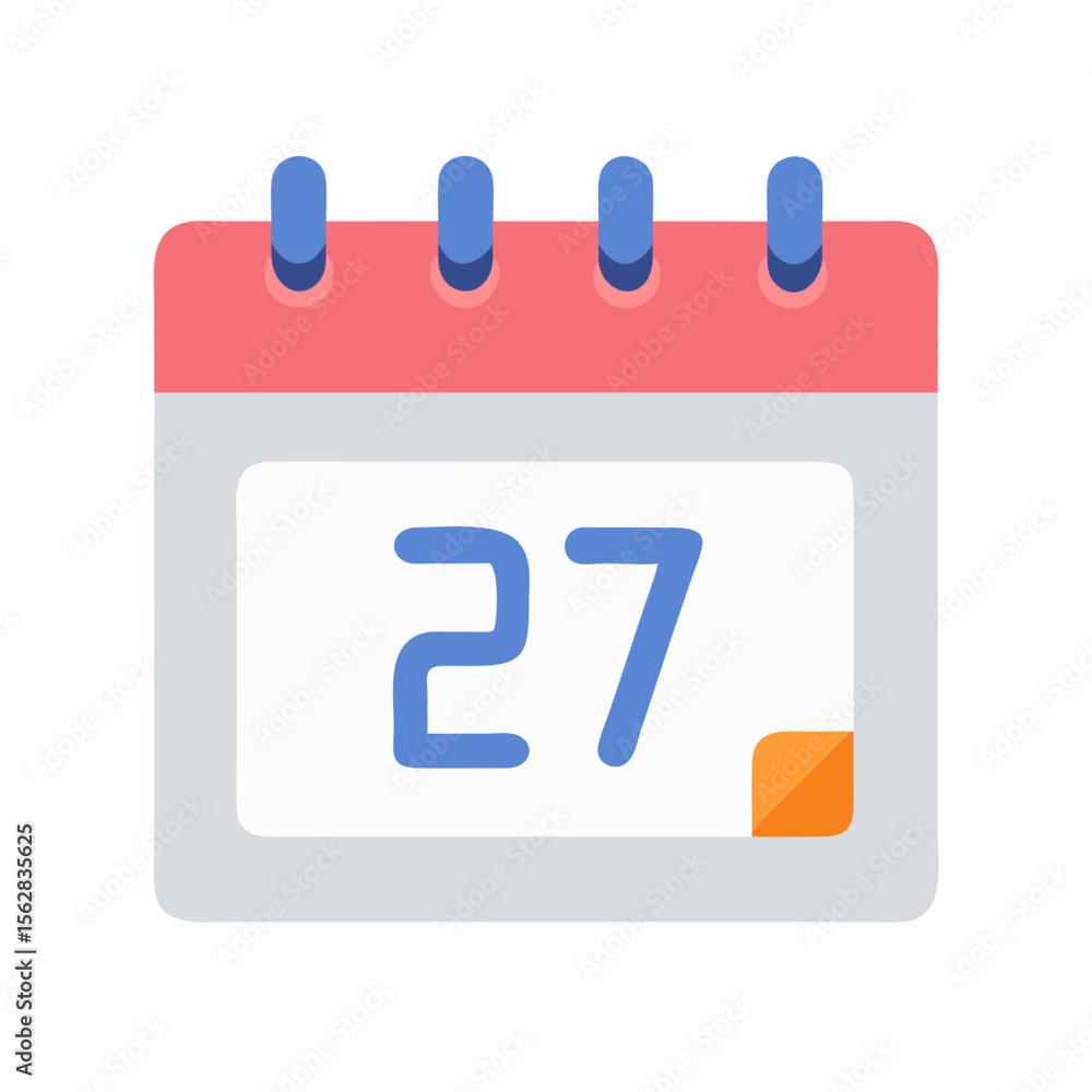 Poster flat design style calendar icon displaying number twenty seven