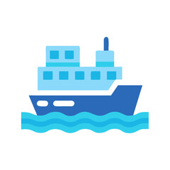 Blue cruise ship on the water, vector illustration graphic