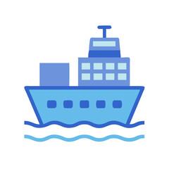 Modern flat vector illustration of container ship in sea