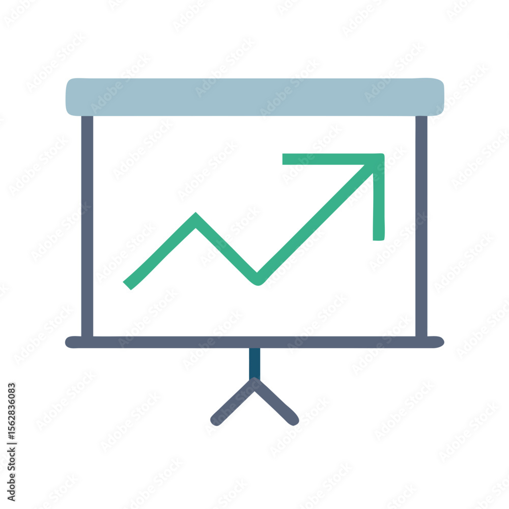 Poster minimalistic line graph showing business growth on presentation board