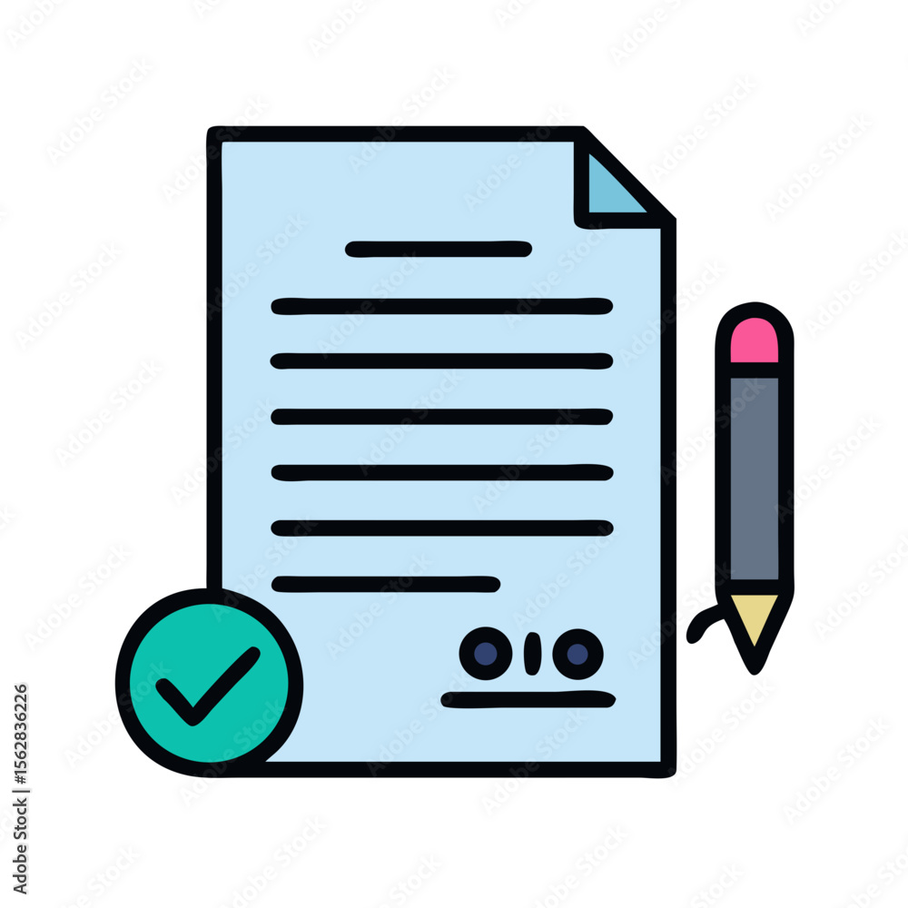 Poster approved document with signature and check mark icon