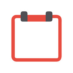 Red clipboard icon with gray clips on black background