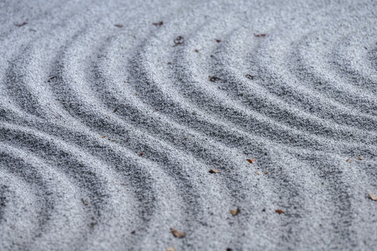Raked Curves In Buddhist Zen Rock Garden