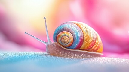Rainbow Snail on Glittery Surface