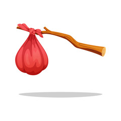 Simple bindle stick runaway vector isolated on white background.