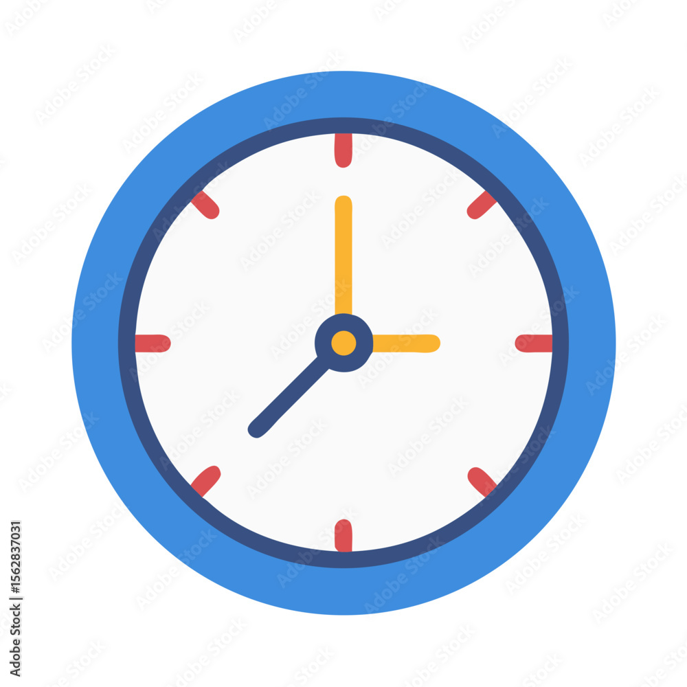 Poster illustration of a flat clock showing a specific time