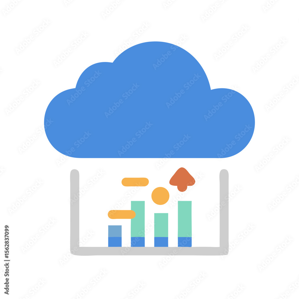 Poster cloud computing data analytics and statistics growth chart concept