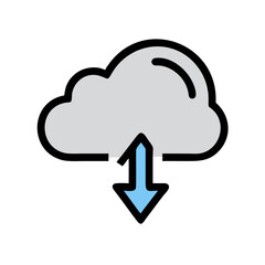 Cloud download icon on black background for digital technology