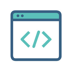Code window with angle brackets, modern web development theme