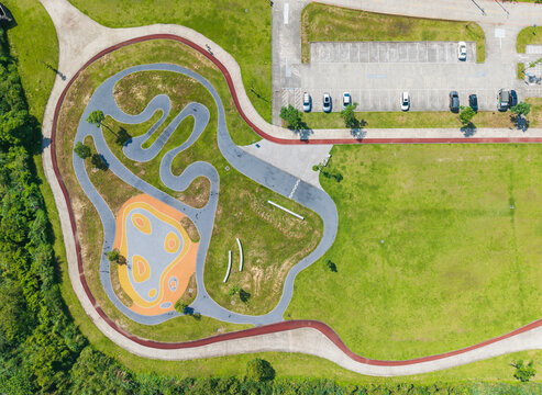 Colorful Aerial View of Roller Skating Park