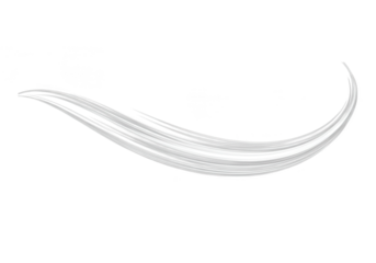 A smooth, abstract white wave design element flowing across the frame isolated on transparent background