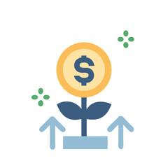 Growing money plant with dollar coin on black background