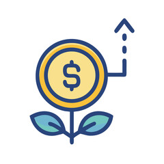 Growing Money Flower Symbolizing Financial Growth and Success