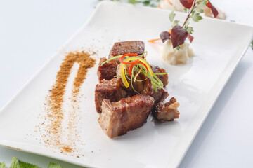 French grilled lamb prairie served in exquisite cutlery