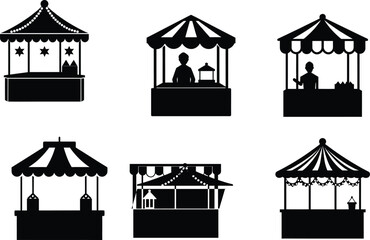 christmas vendor stall silhouette on white background
