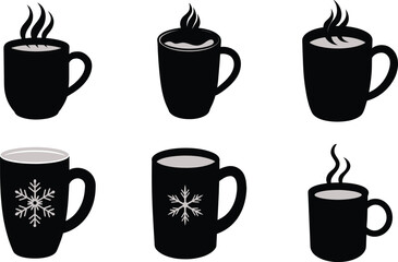 hot cocoa mug silhouette on white background
