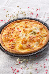 Freshly baked Western-style pizza served in exquisite tableware