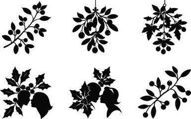 decorative holiday bow silhouette on white background
