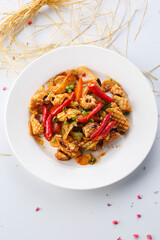 French style spicy fried squid slices served in exquisite tableware