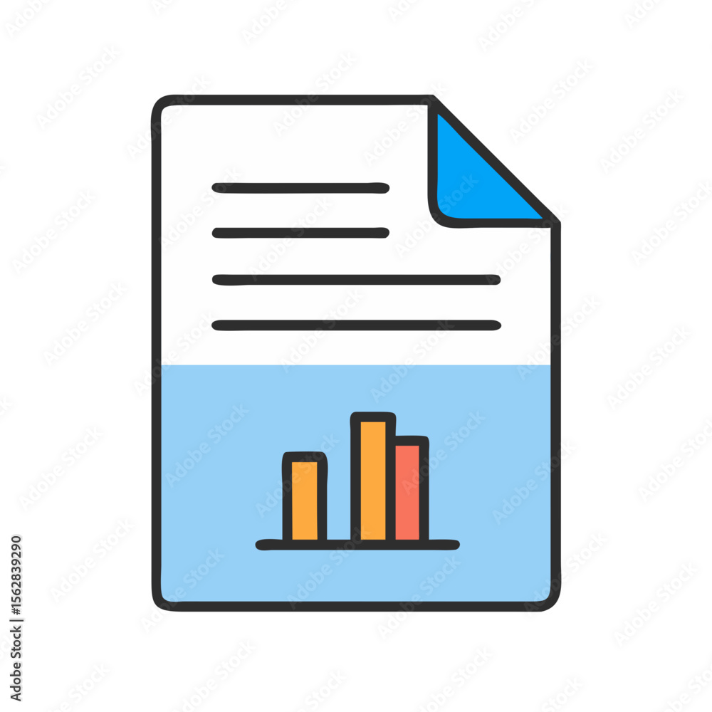 Poster document icon featuring statistics bar graph information graphic isolated