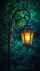 Ornate lamp post at twilight