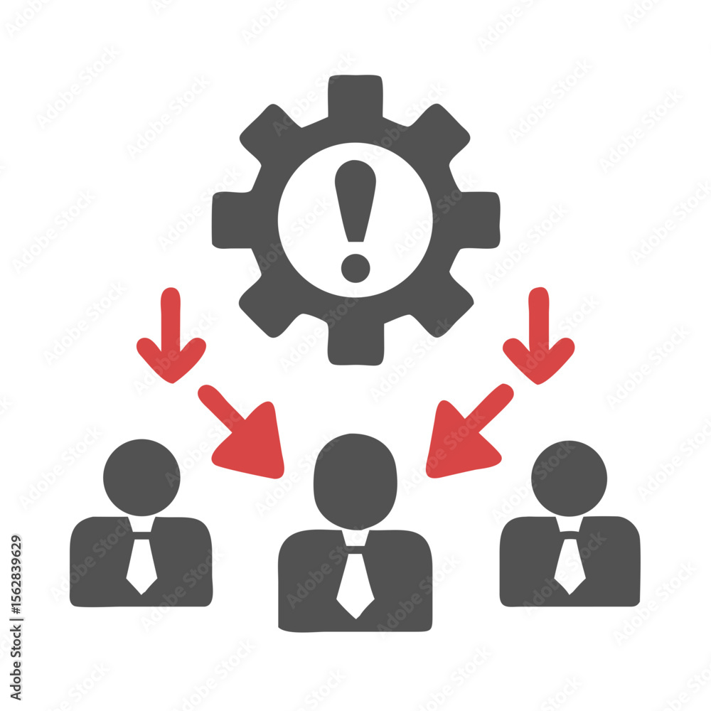 Poster alert notification to workers in flat vector style