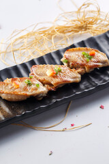 French Grilled Chicken Wings in Exquisite Tableware