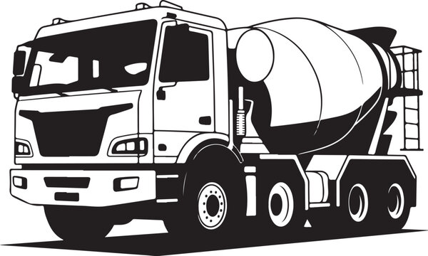 black and white cement truck clip art preview