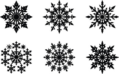 cluster snowflakes pattern silhouette on white background
