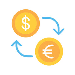 Currency exchange concept icon: dollar and euro conversion
