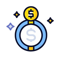 Stylized image of gold and silver coins with sparkle