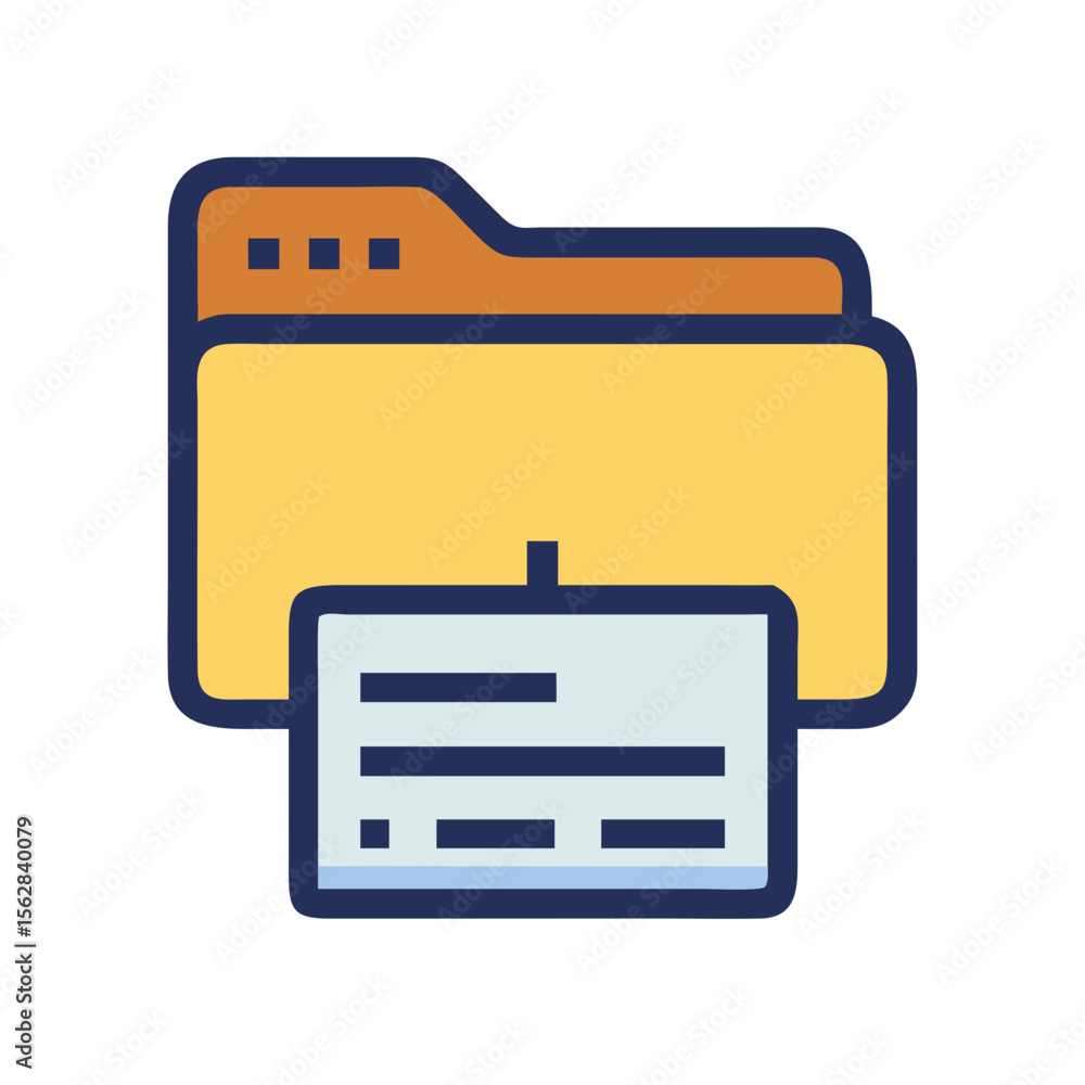 Poster folder with document icon: data organization and management