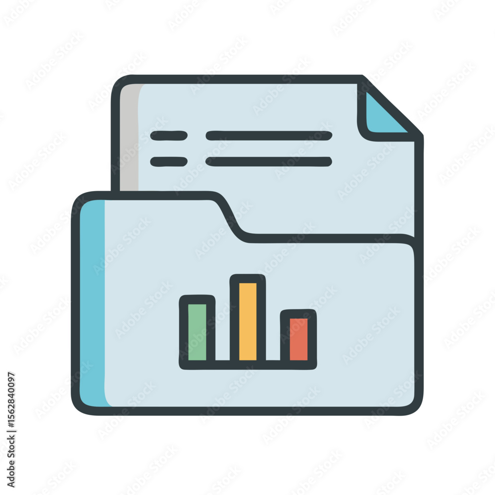 Poster folder with document showing data growth in chart form